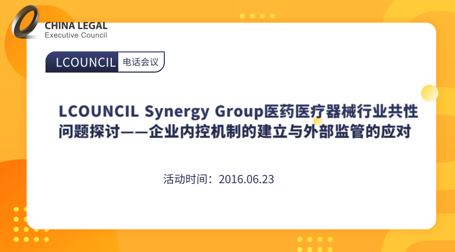 LCOUNCIL Synergy Group医药医疗器械行业共性问题探讨——企业内控机制的建立与外部”